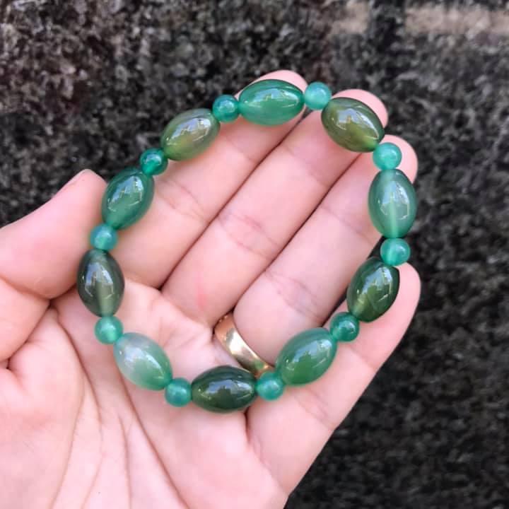 [HCM]VÒNG TAY LU THỐNG ĐÁ MÃ NÃO XANH -SIZE 8LY