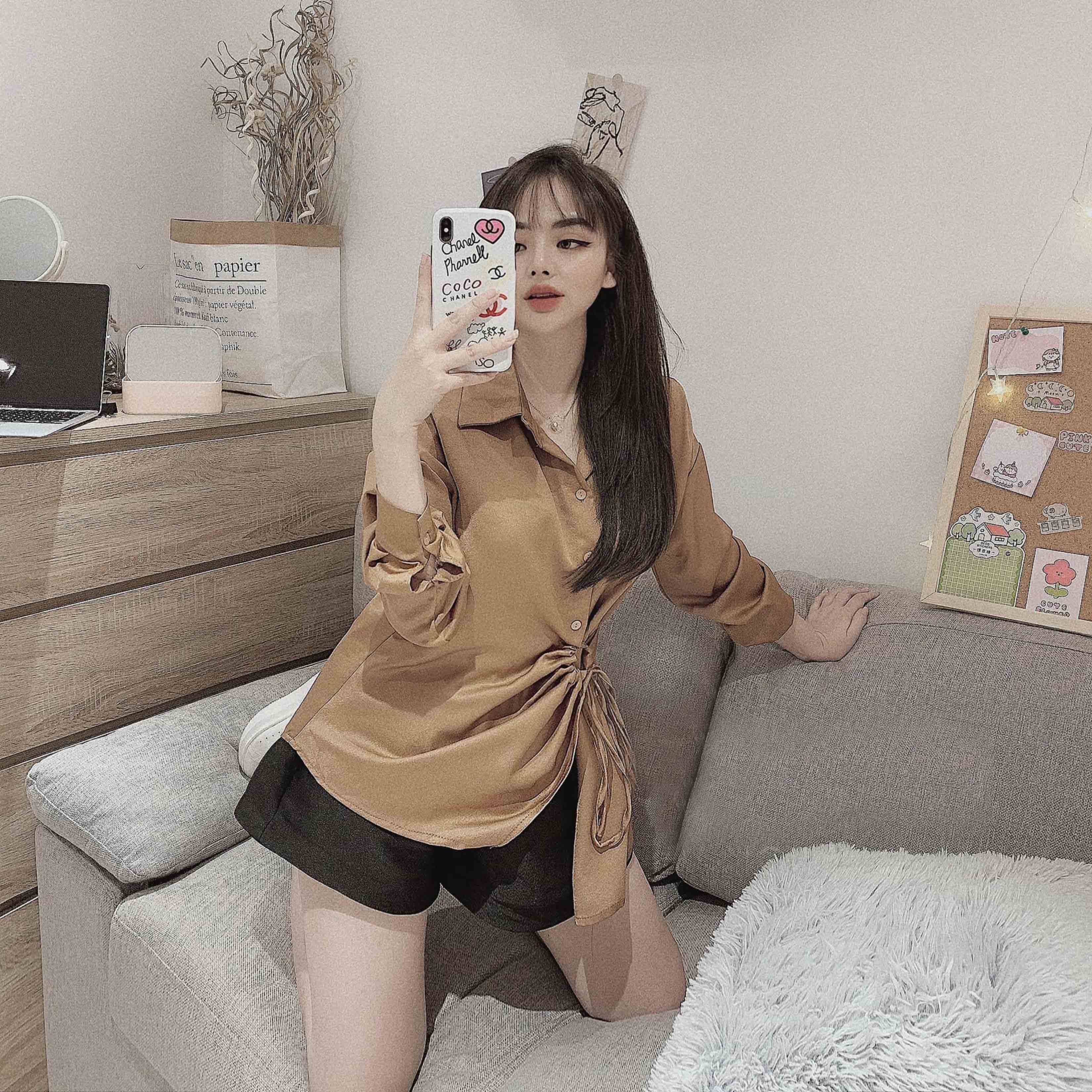 Áo nữ kiểu đẹp sang chảnh 2022 hot nhất hiện nay form rộng tay dài rút eo dễ thương thời trang nữ 2022 WTAShop.