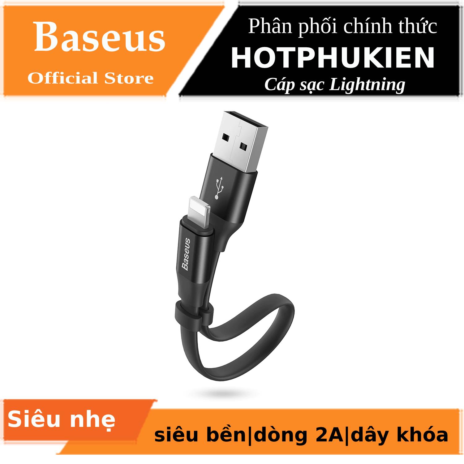 [HCM]Dây cáp sạc Lightning BASEUS Nimble dài 23cm (Dây siêu bền dòng 2A thiết kế dây khóa) (Màu ngẫu nhiên)(Bảo hành 3 tháng 1 đổi 1) - Phân phối bởi Hotphukien