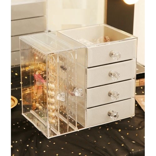 Tủ đựng khuyên tai 6 ngăn kéo - Hộp đựng khay đựng khuyên tai kết hợp ngăn kéo phụ kiện