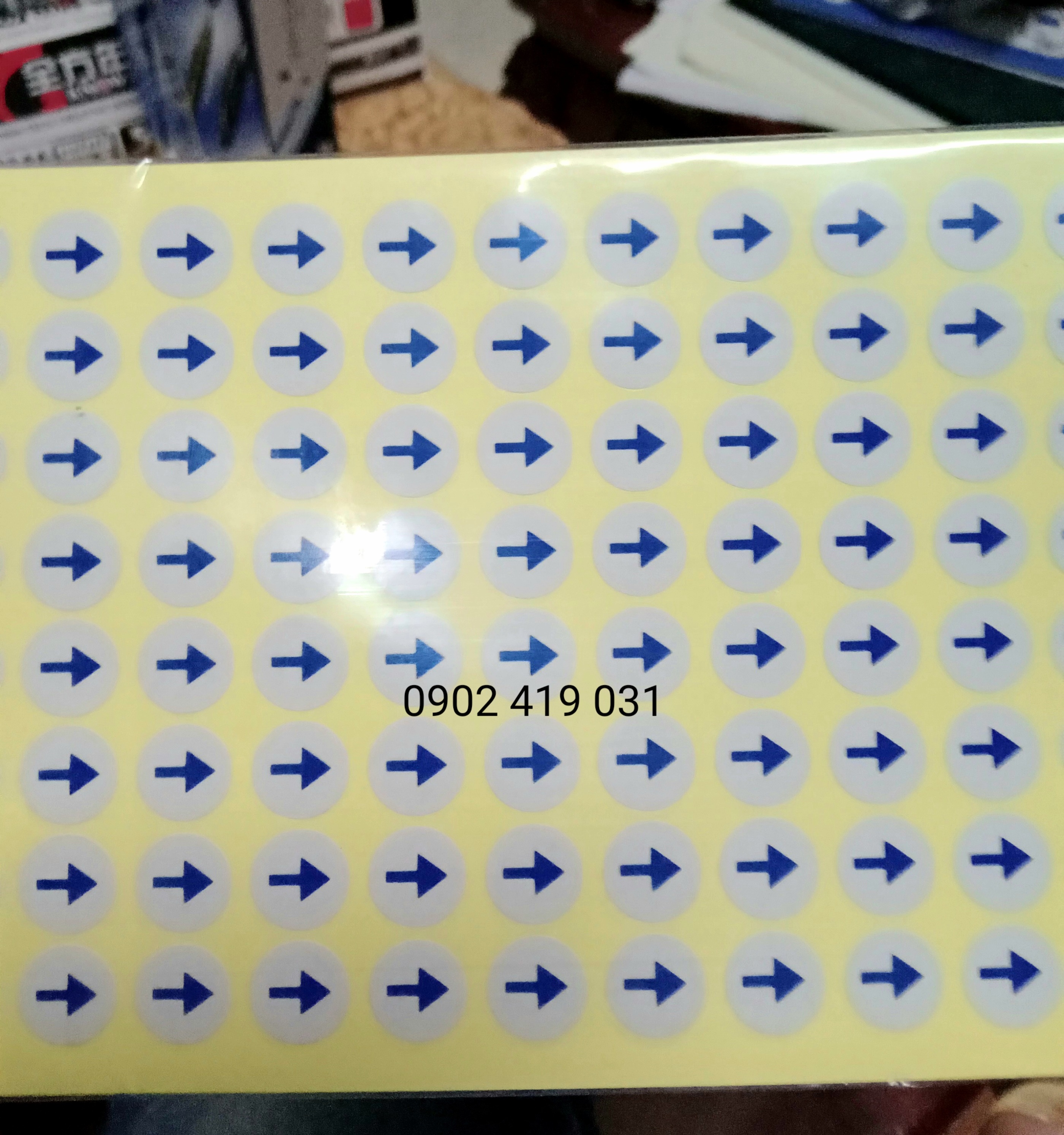 [HCM]10 Tờ Decal Nhãn Mũi Tên Tem Tròn Tem Vuông [ Khách tự chọn ]
