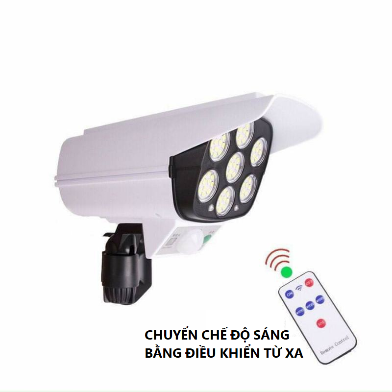 Đèn LED Năng Lượng Mặt Trời Giả Camera Chống Trộm, Tự động sáng khi trời tối và khi có người đến gần, Điều khiển từ xa - BaFree Store