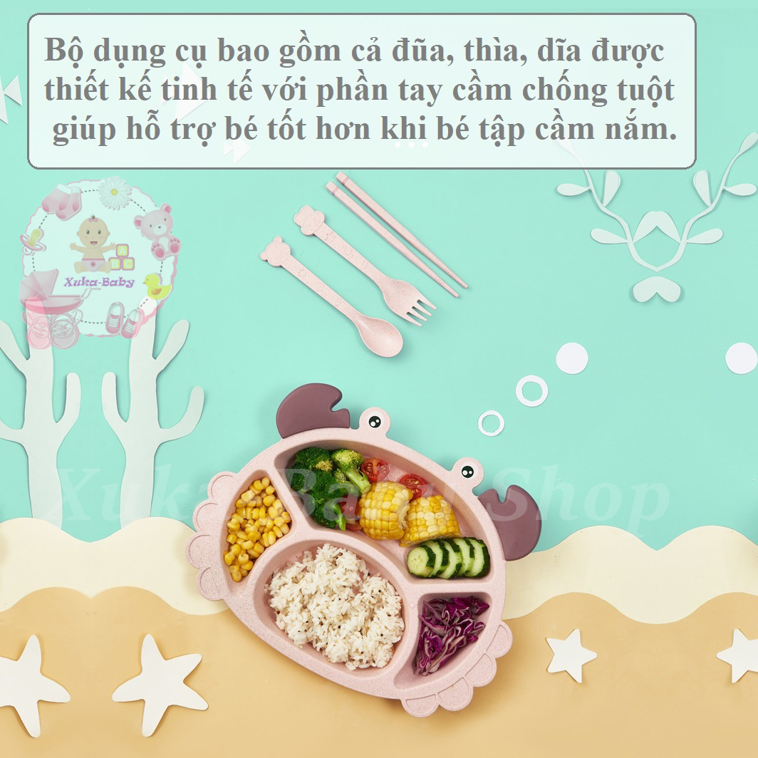 Bộ khay lúa mạch hình con cua cho bé tập ăn dặm
