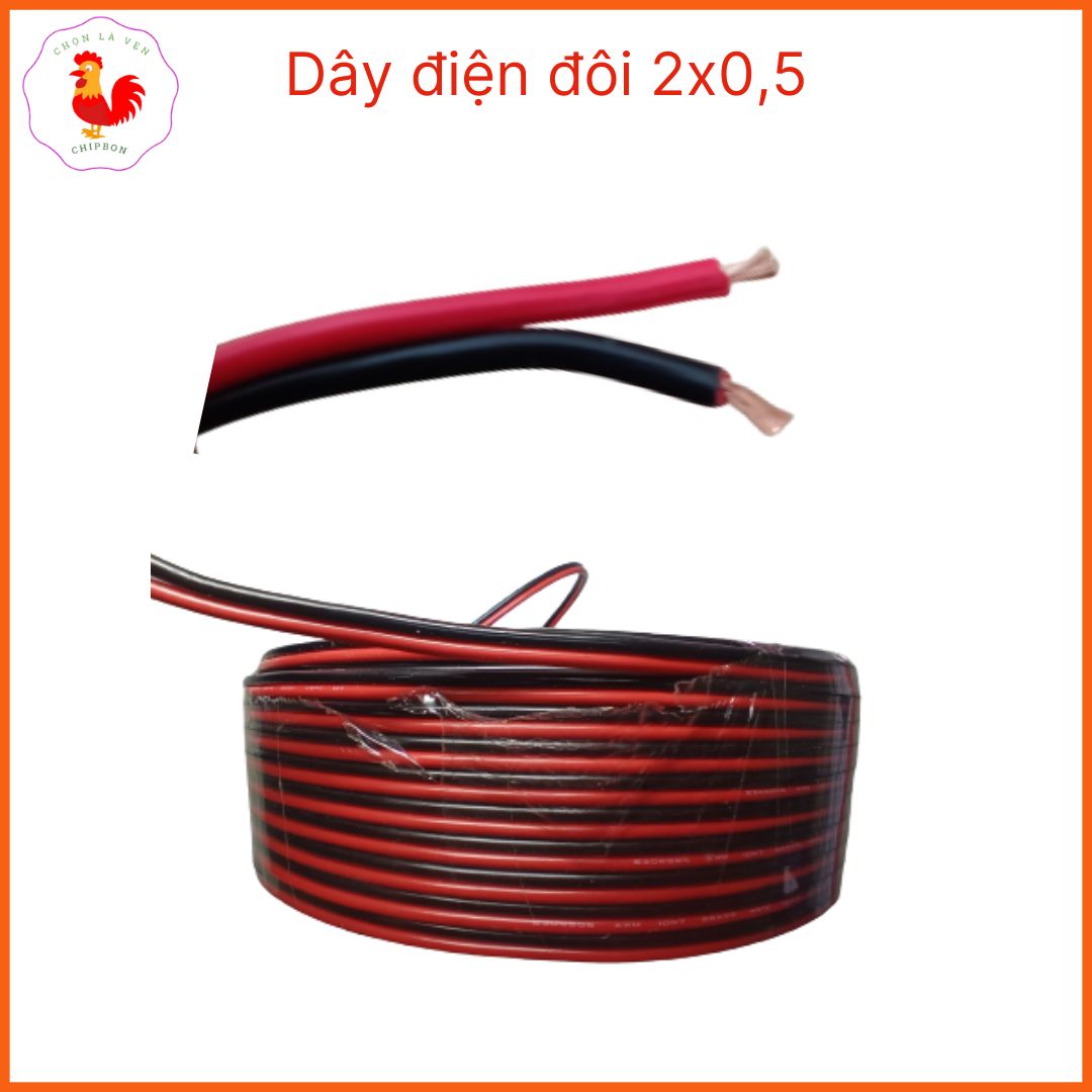 Dây điện đôi đỏ đen lõi đồng mềm 22AWG theo mét tới