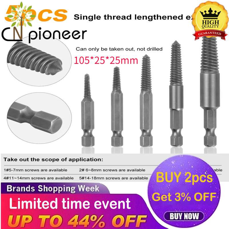5 Pcs Destroyed Screw Extractor Hexagon Handle Screw Broken Head Extraction Tool