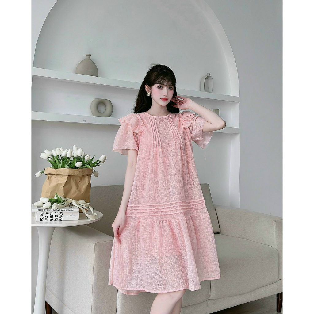 váy bầu, đầm bầu dáng suông tay bèo