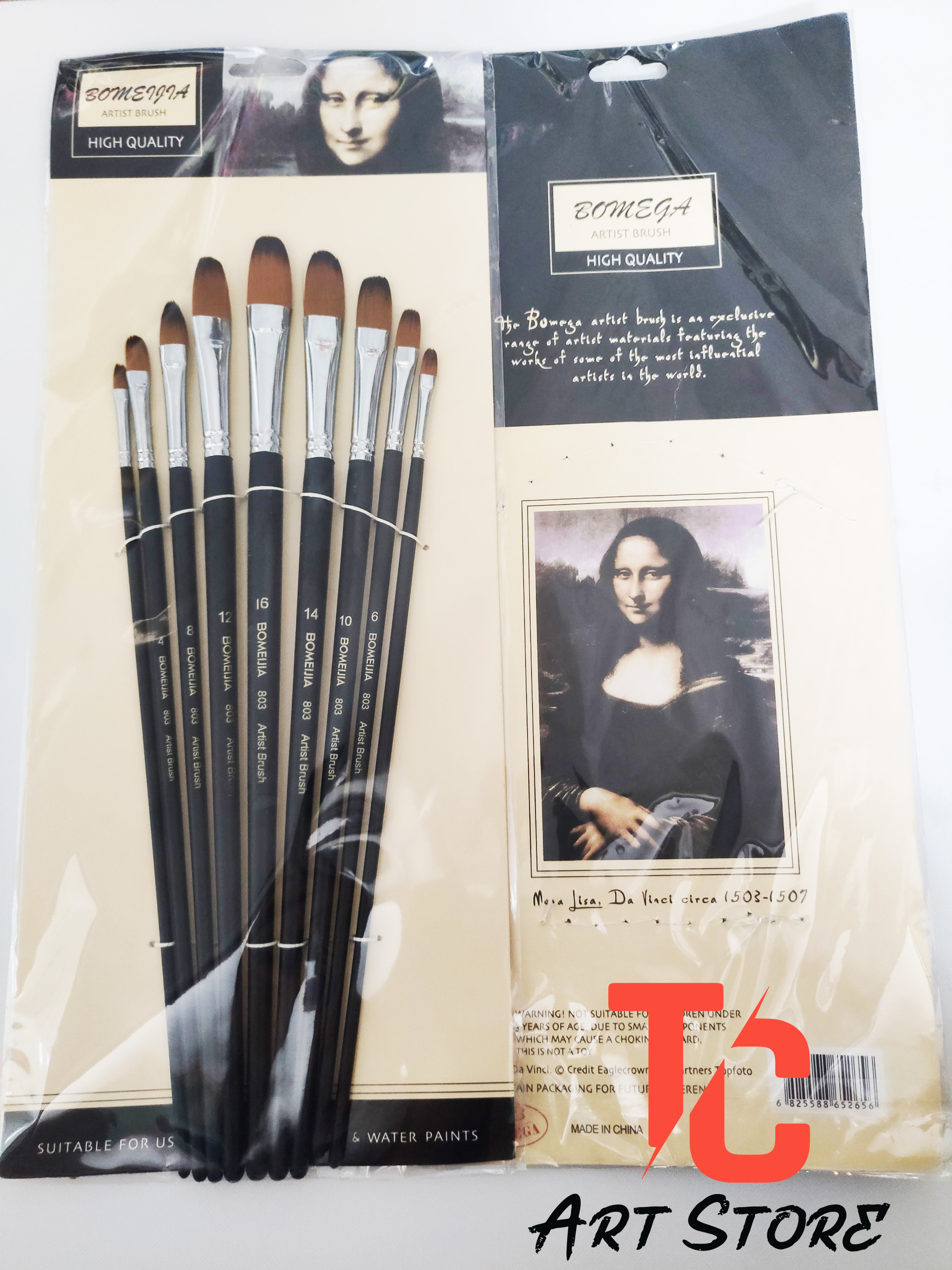 [TC Art Store] Bộ 9 Cọ Đầu Nhọn Bomega High Quality ( Thân Đen )