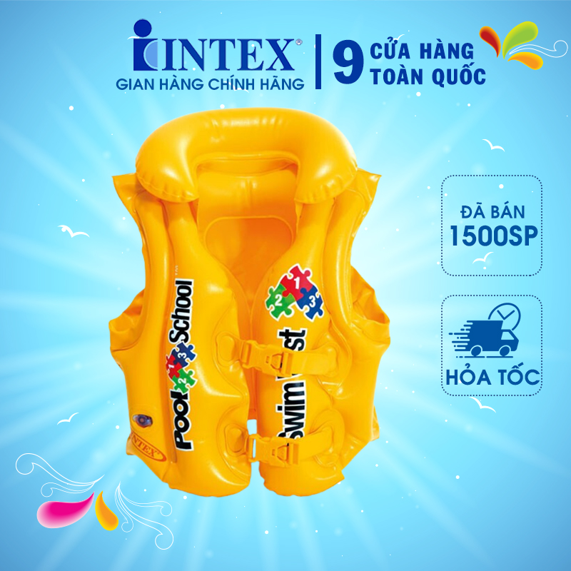 Áo phao bơi vàng intex 58660 - áo phao trẻ em 3-6 tuổi