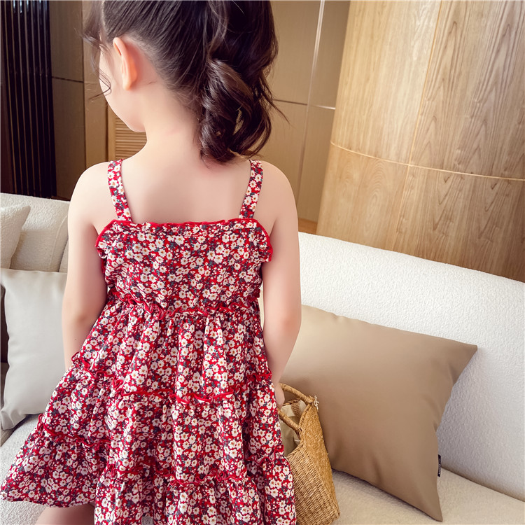 Váy Hoa đỏ  hai dây nhí Cute