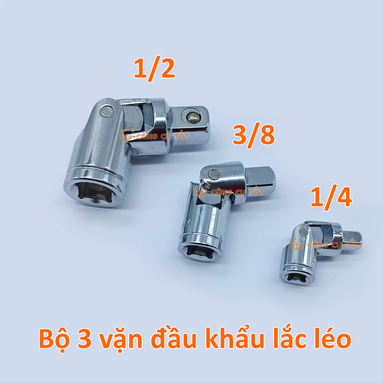Bộ 3 đầu nối khẩu lắc léo 1/2, 1/4 và 3/8inch
