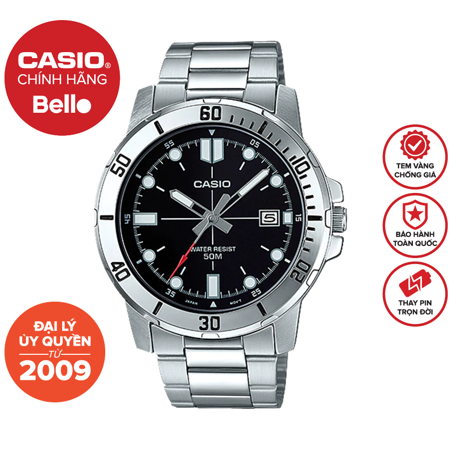 Đồng hồ Nam dây thép Casio MTP-VD01 chính hãng bảo hành 1 năm pin trọn đời
