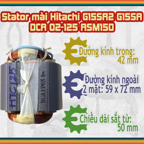 Stator mài Hitachi G15SA2, G13SC2, DCA ASM02-125B, ASM150A 220V