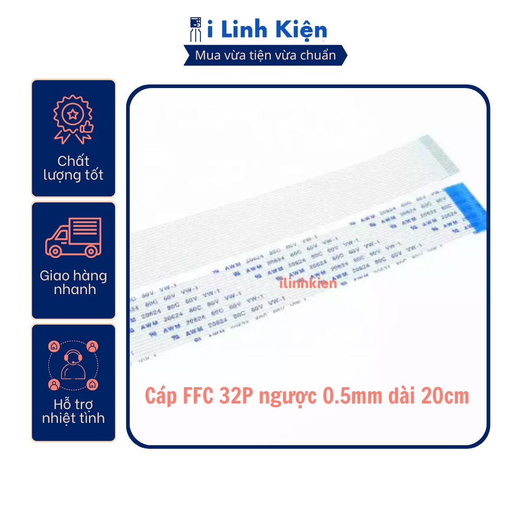 Cáp FFC 32P ngược 0.5mm dài 20cm loại 1