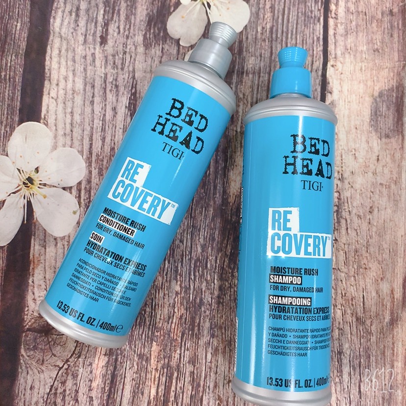 Dầu gội xả Tigi xanh dương Bed Head Recovery cấp ẩm, mềm mượt dành cho tóc khô xơ 400ML