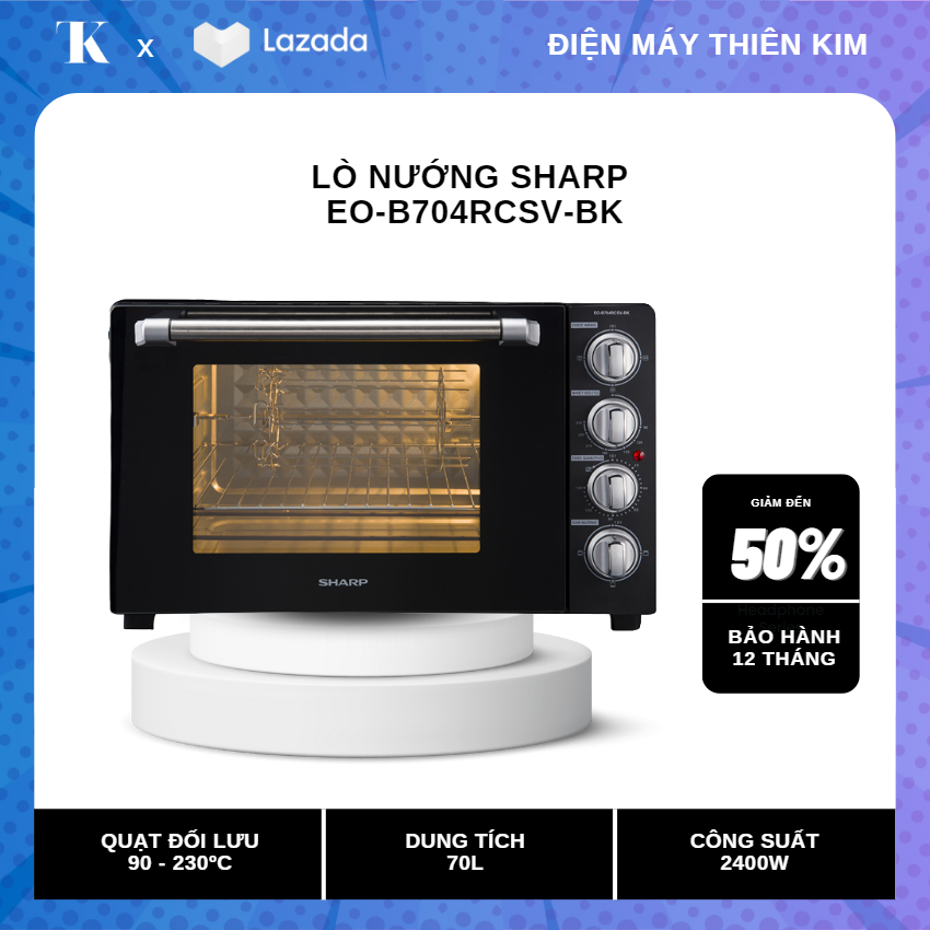 Lò nướng Sharp EO-B704RCSV-BK Dung Tích 70L - Công Suất 2000-3000W - HÀNG CHÍNH HÃNG CAO CẤP-BẢO HÀNH 12 THÁNG TOÀN QUỐC