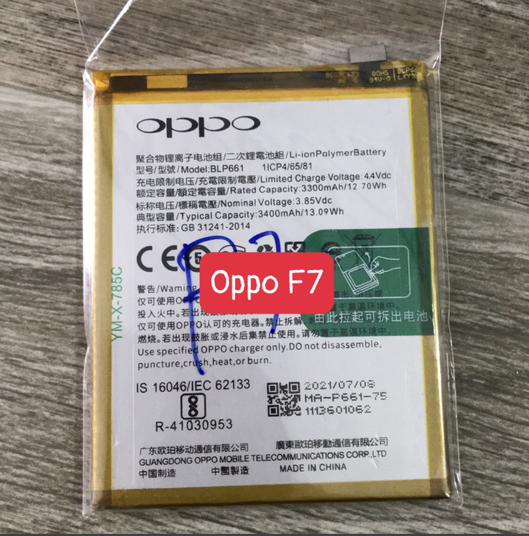 Pin oppo f7 mã blp661 pin zin dung lượng 3400mah