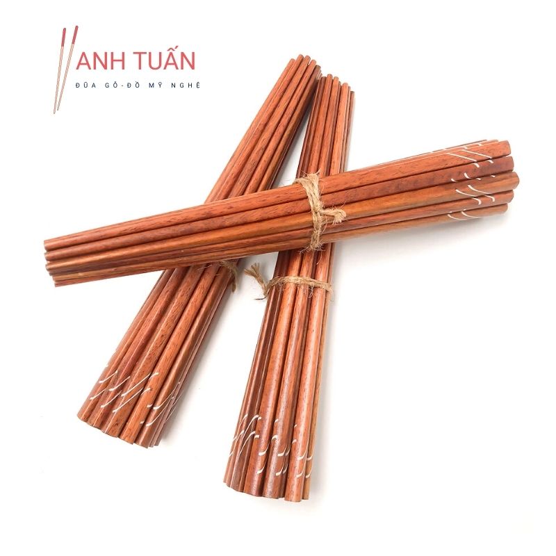 [Giá sỉ] Bộ 30 đôi đũa KHẢM đũa gỗ ăn cơm cao cấp đũa gỗ CẨM HỒNG, đũa đẹp tự nhiên không hoá chất, không cong vênh, chống mốc, kháng khuẩn