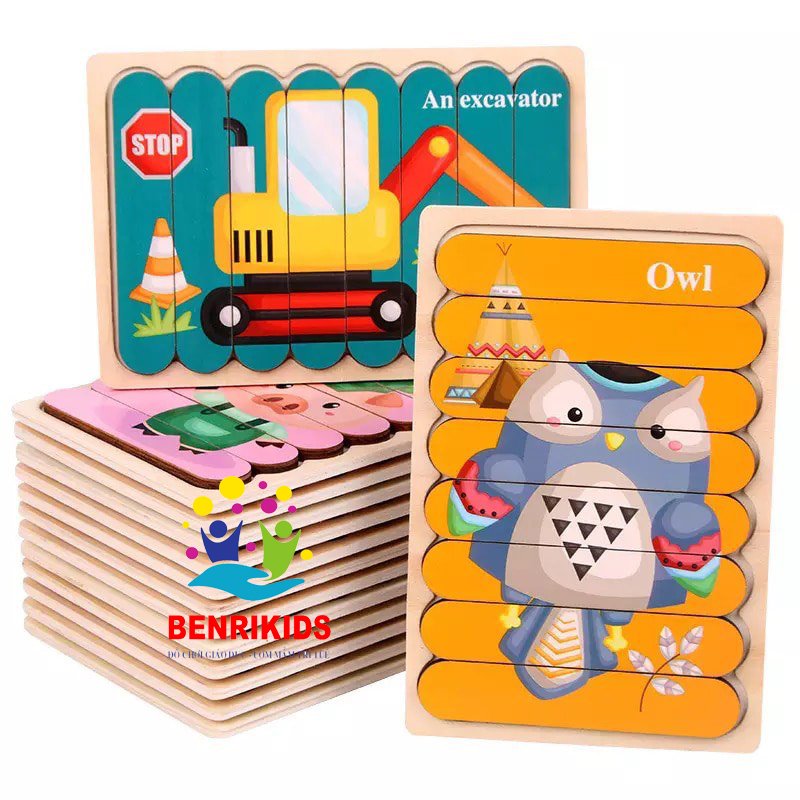 Baby kid wooden puzzle activity educational easel intelligence puzzle toy