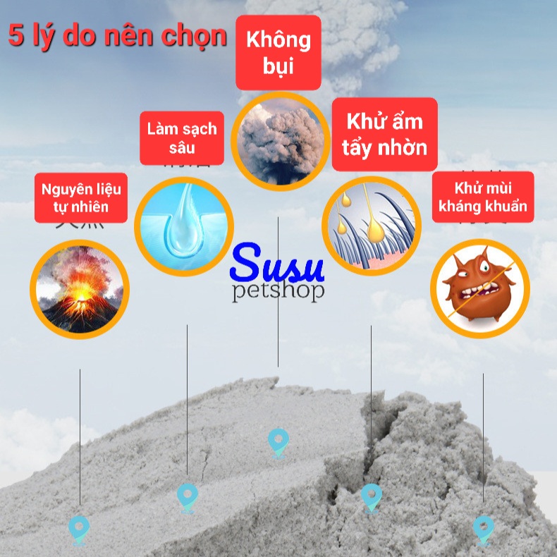 Cát tắm Tro Núi Lửa cho Chinchilla YEE - Túi 1kg