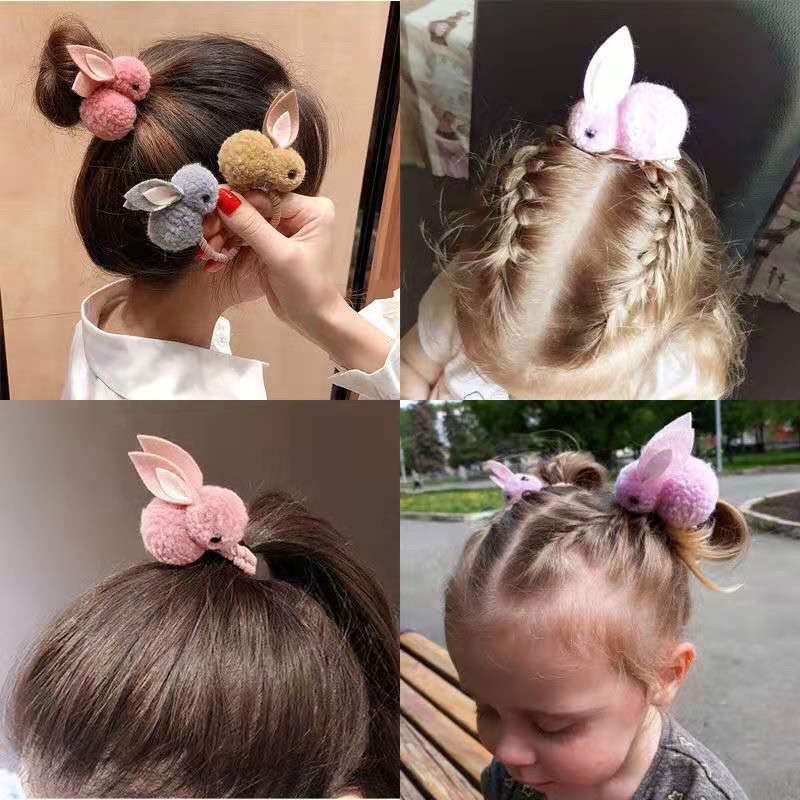 Kẹp tóc gắn thỏ bông dễ thương cho bé