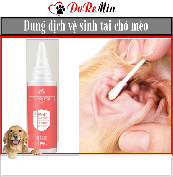Doremiu- (60ml) Dung dịch vệ sinh tai mắt chó mèo tránh thối tai khử mùi hôi tai định kỳ vệ sinh mắt thú cưng