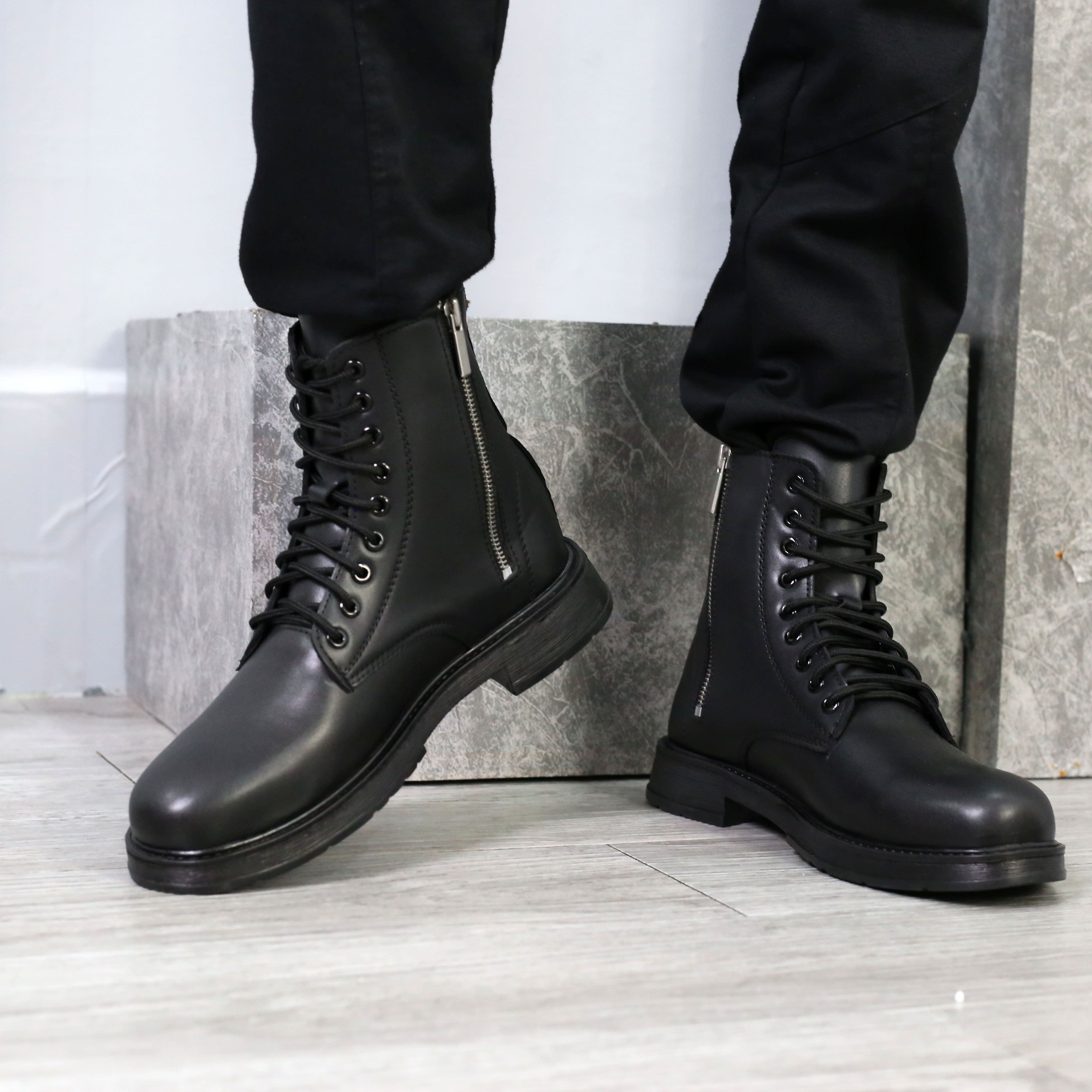 Giày boost cổ cao nam MĐ G1032 đen có dây kéo
