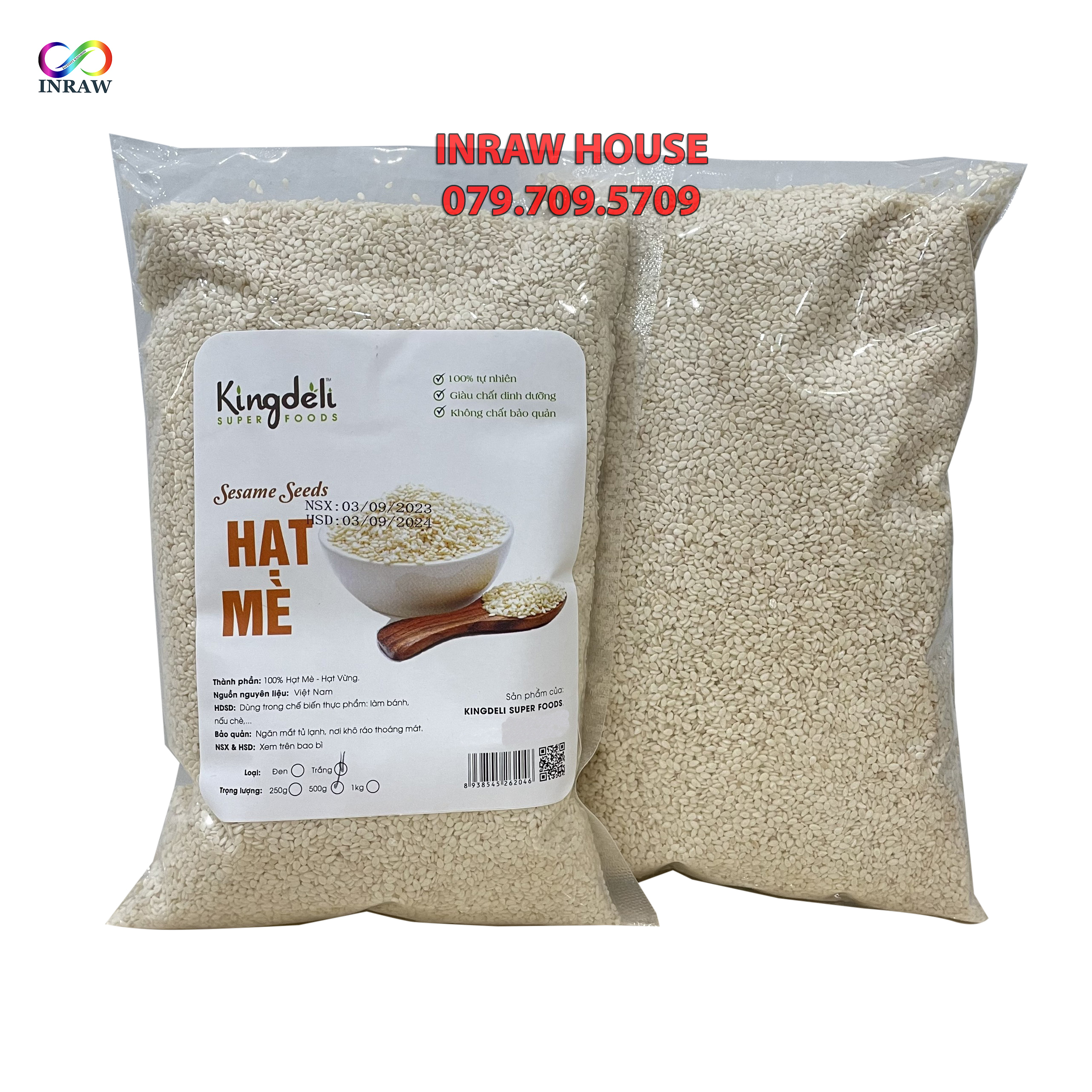 Hạt Mè Trắng Bóc Vỏ Kingdeli (Gói 500gr)