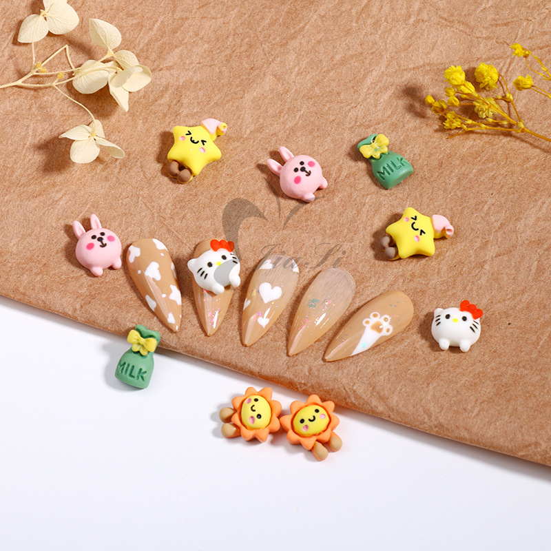 Set charm hoạt hình trang trí móng, charm thú mix kiểu (túi - 20 charm)