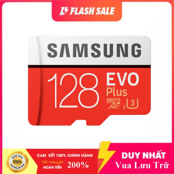 [Flash Sales] Thẻ nhớ MicroSDXC Samsung Evo Plus 128GB U3 4K (R100MB/s W90MB/s) - Box Anh - Dành cho Điện thoại, máy tính bảng....