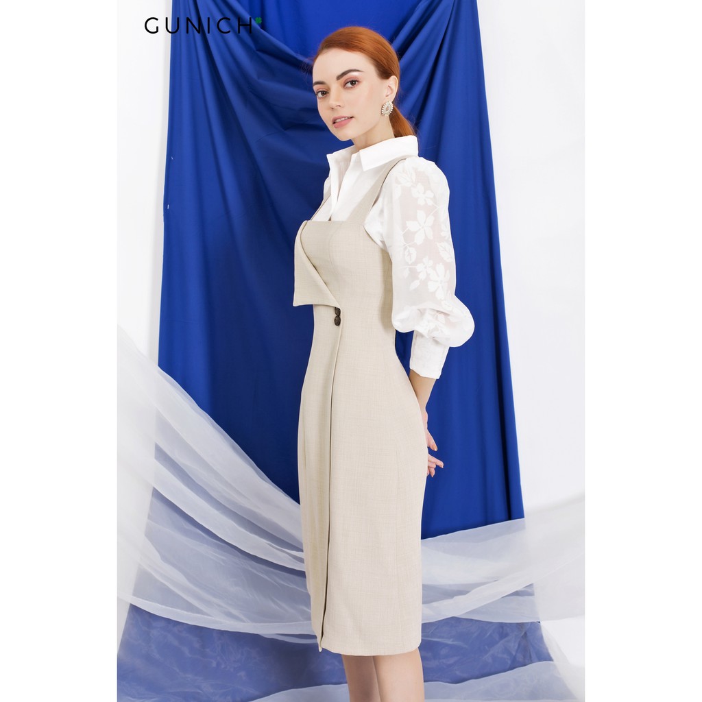 Đầm 2 dây ve áo lật Gunich