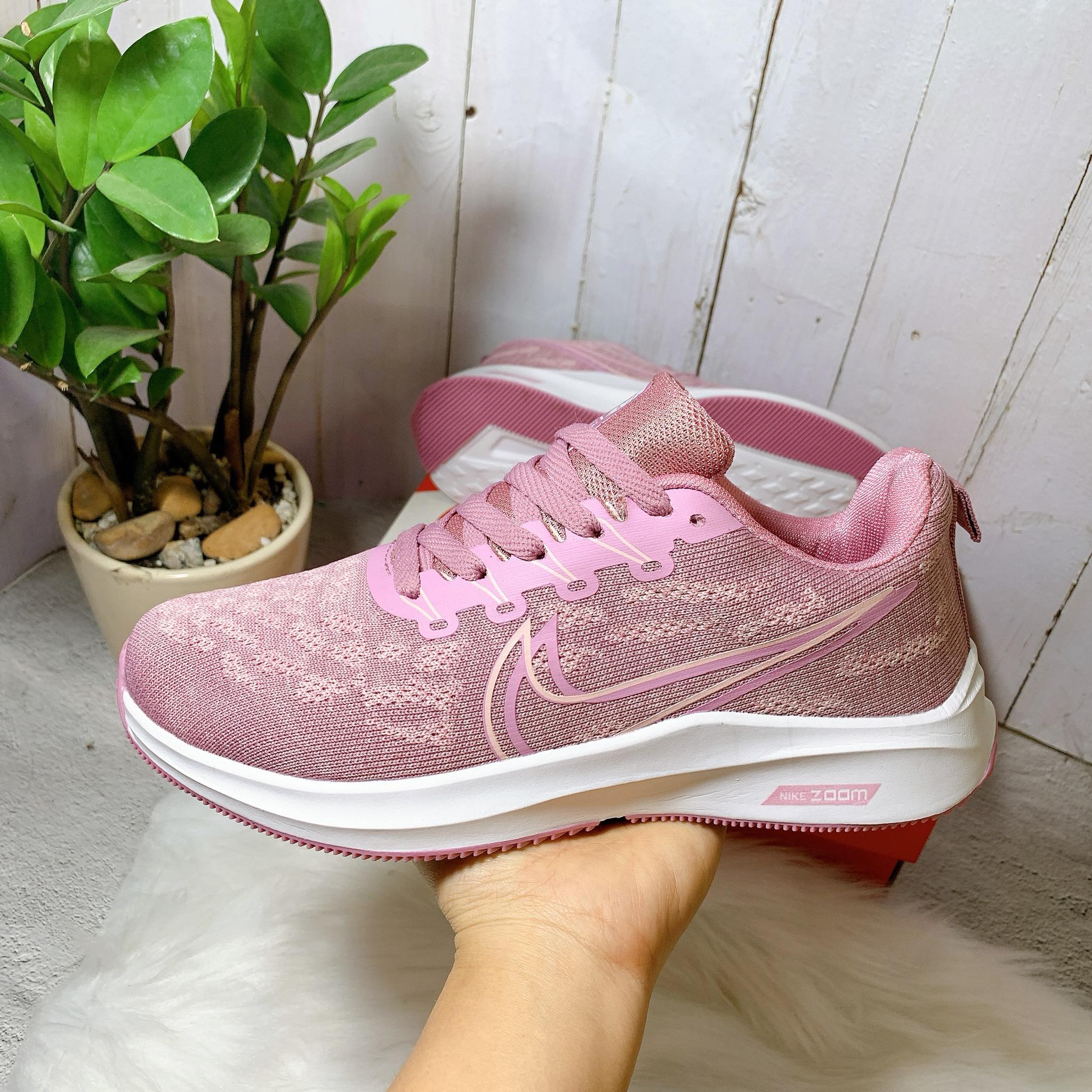[HCM]Giày sneaker đế cao nữ hồng full - kèm hộp