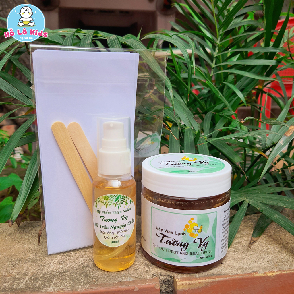Set wax lông + mỡ trăn Tường Vy triệt lông vĩnh viễn sạch lông nách tay chân bikini Hồ Lô Kids