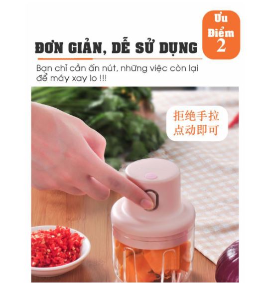 Máy xay tỏi ớt loại tốt, máy xay hạt khô,xay sinh tố, xay thịt,rau củ quả các loại-Máy xay gia vị hành tỏi ớt mini,say sinh tố bằng điện sạc pin bằng tay, cầm tay,không dây, máy xay đồ ăn dặm cho bé an toàn tiện lợi...