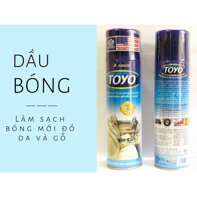 Bình xịt bóng da, gỗ, nội thất ô tô toyo