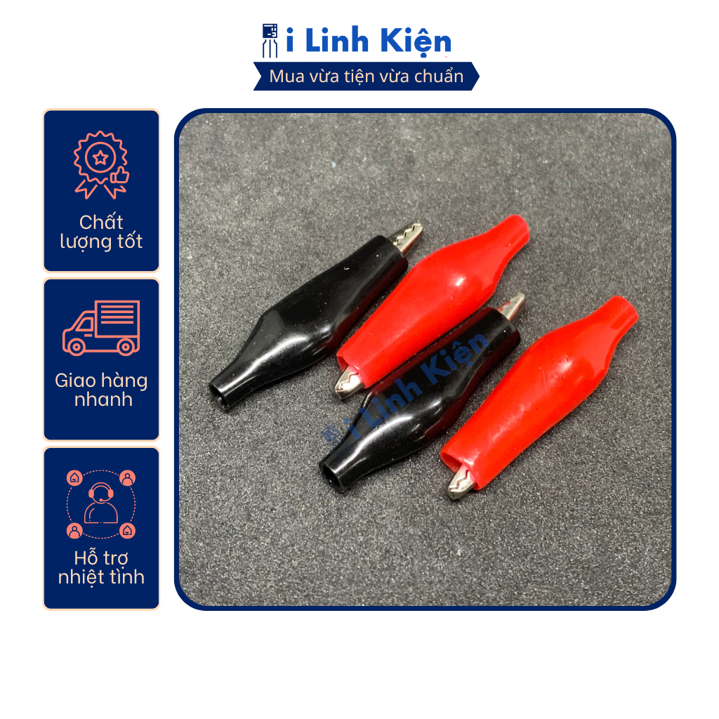 Đôi kẹp cá sấu nhỏ 26mm chất lượng tốt (1 đen + 1 đỏ)