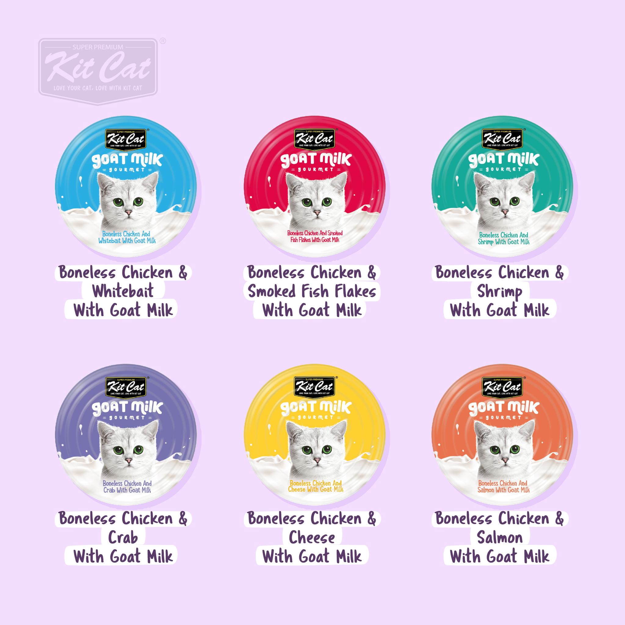 Kitcat Goat Milk Wet Cat Food - Special Flavor from Goat Milk - Nutritious Food for Cats - Delicious Flavor - Convenient Packaging - Suitable for Adult Cats