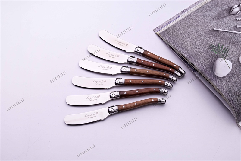 Bộ 6 dao bơ cán gỗ laguiole 16cm