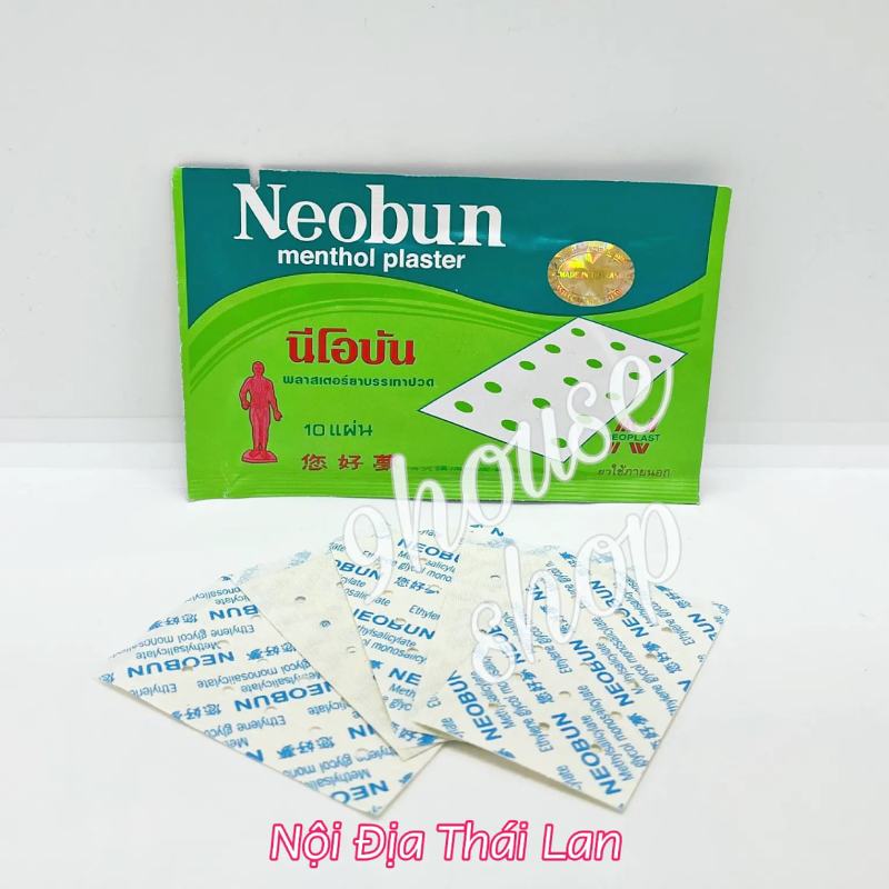 01 Gói (10 miếng) Cao Dán Giảm Đau NEOBUN MENTHOL PLASTER Thái Lan - size nhỏ nhập khẩu