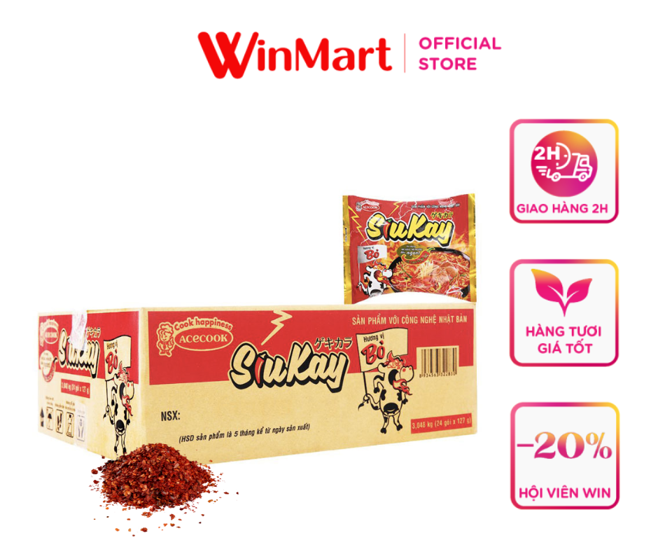 [Siêu thị WinMart] - Thùng 24 gói mì vị bò Acecook SiuKay 128g