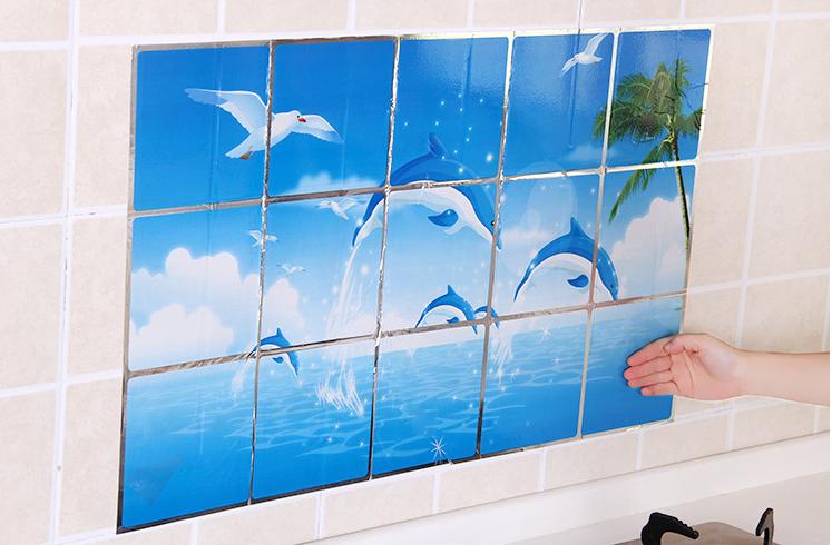Decal dán bếp tráng nhôm - Cá Heo size lớn