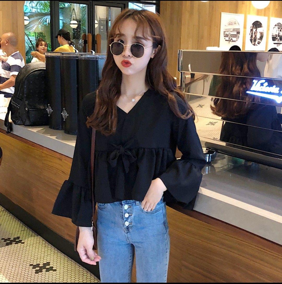 Áo babydoll tay loe cột nơ ngực 11311