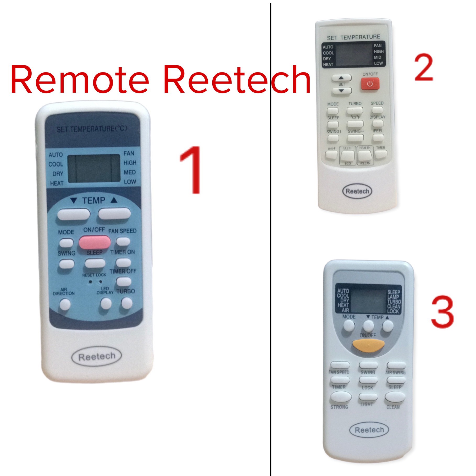Điều khiển máy lạnh Reetech nhiều loại ( tặng cặp pin ) / Remote máy lạnh Reetech