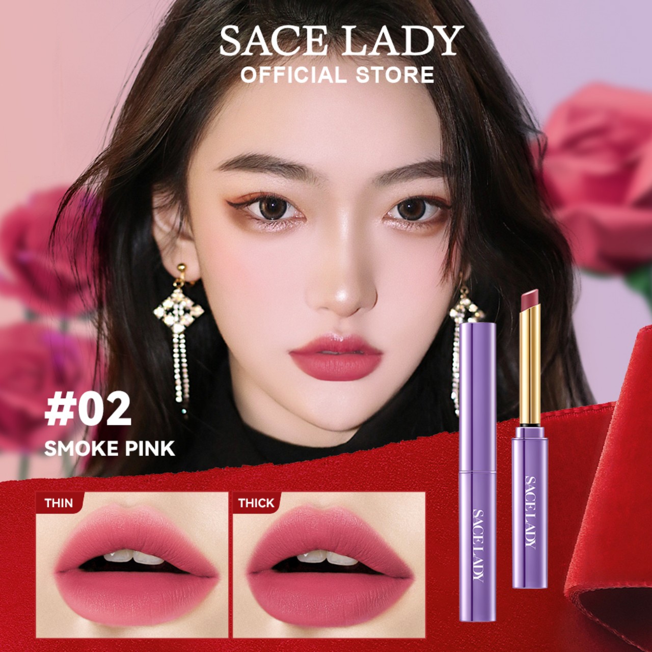 [Hoản Tiền 20%] Son Môi SACE LADY Son Thỏi Lì Nhung Mịn Son