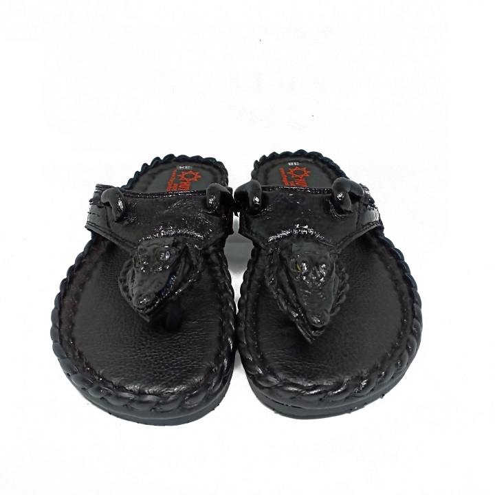 Dép đầu cá sấu màu đen TH7237