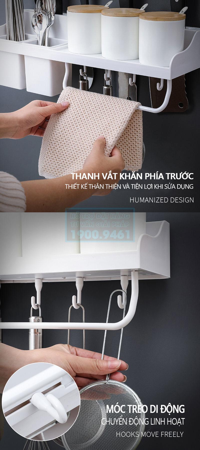 Kệ nhà bếp 2 hộp, có treo khăn 9270