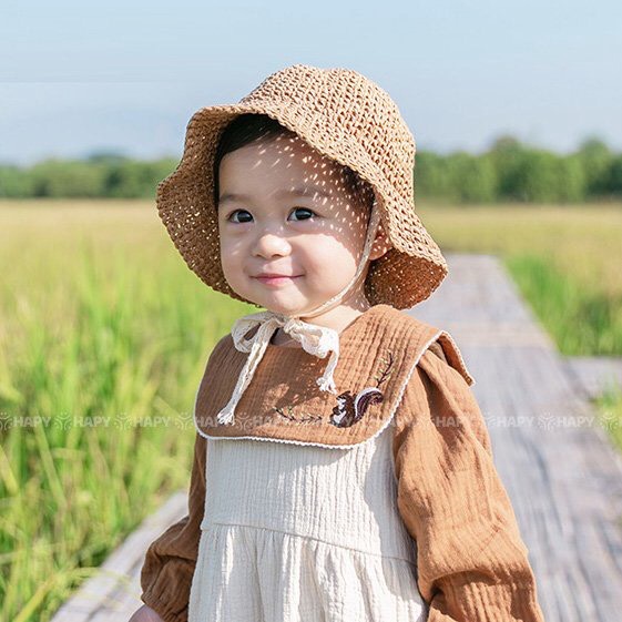 Mũ - Nón cói vành kiểu Hàn Quốc cho bé