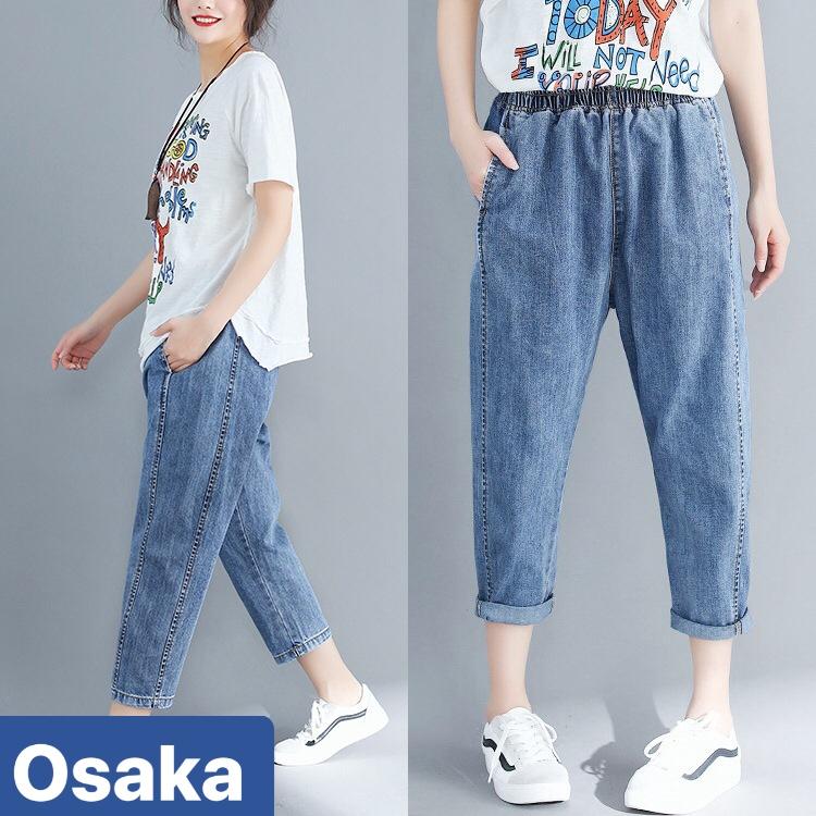 QUẦN JEAN BAGGY NỮ CHẤT BÒ XANH LƯNG THUN CẠP CHUN LƯNG CAO NÂNG MÔNG HIMIKI OK-330 OSAKA FASHION