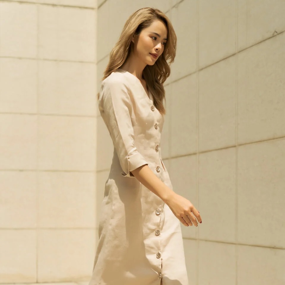 Đầm Linen Kem F2 D379