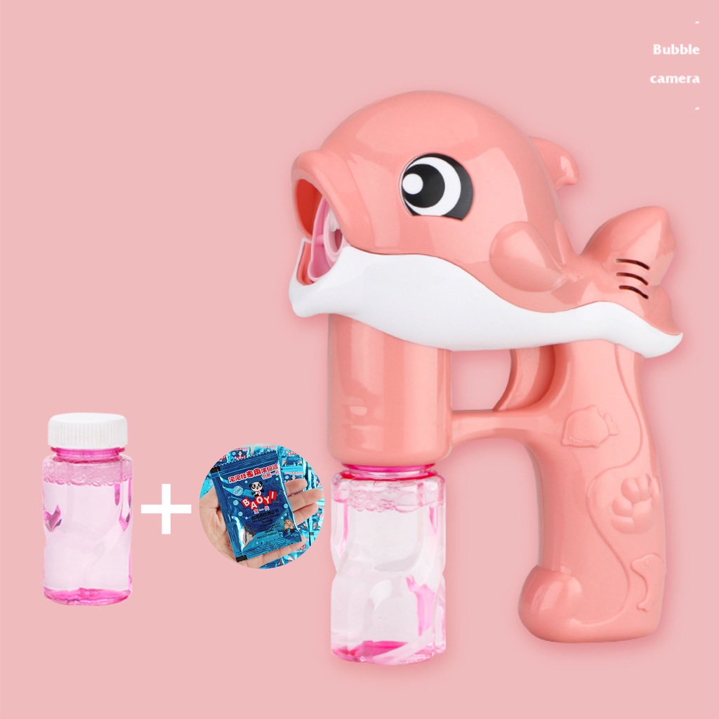 Cá heo thổi bong bóng ️CÓ ĐÈN️ Súng đồ chơi bắn bong bóng xà phòng hình cá heo có đèn cho bé