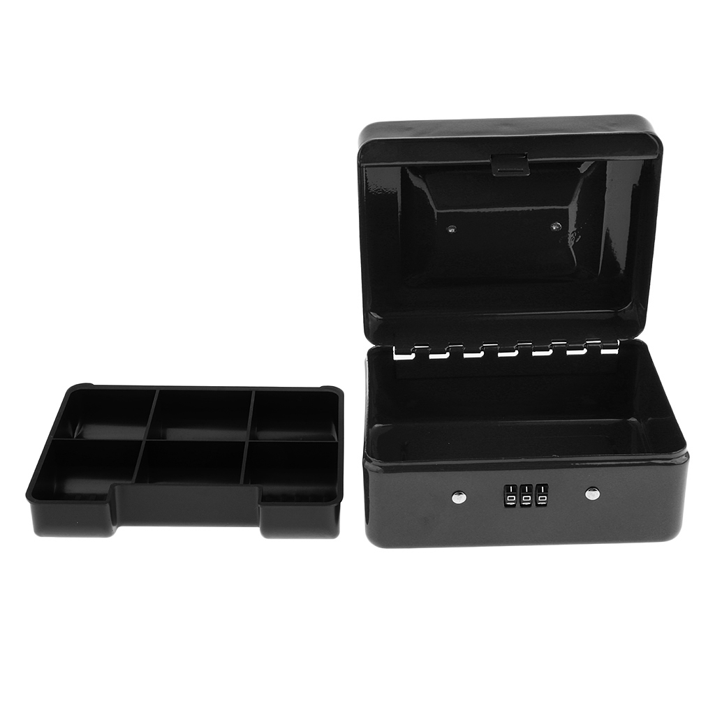 Fityle Mini Portable Steel Locking Cash Box Security Storage Coin Check